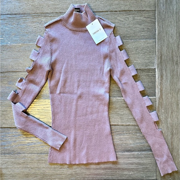 Forever 21 Ribbed Ladder Cutout Sweater - Purple - Size Small - NEW With Tag - Picture 6 of 8